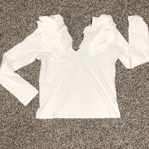 White puffy shoulder sleeved shirt